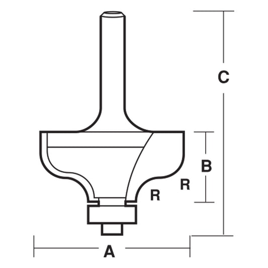 ECONOCUT Router Bit TCT Radius Ogee 6.35mm 1 2inch -Shank EY 7508 B 1 2