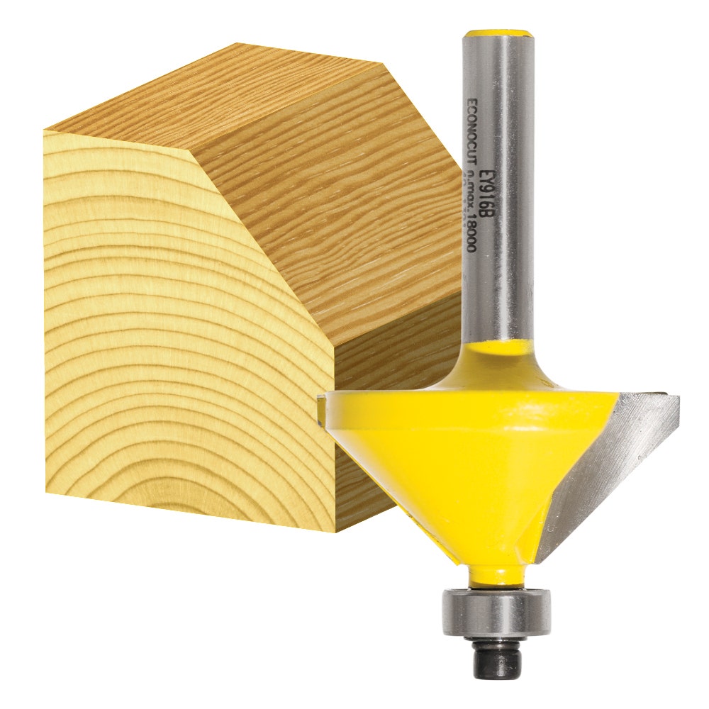 ECONOCUT Router Bit TCT Chamfering 45-Degree 32mm 1 4inch -Shank EY 916 B