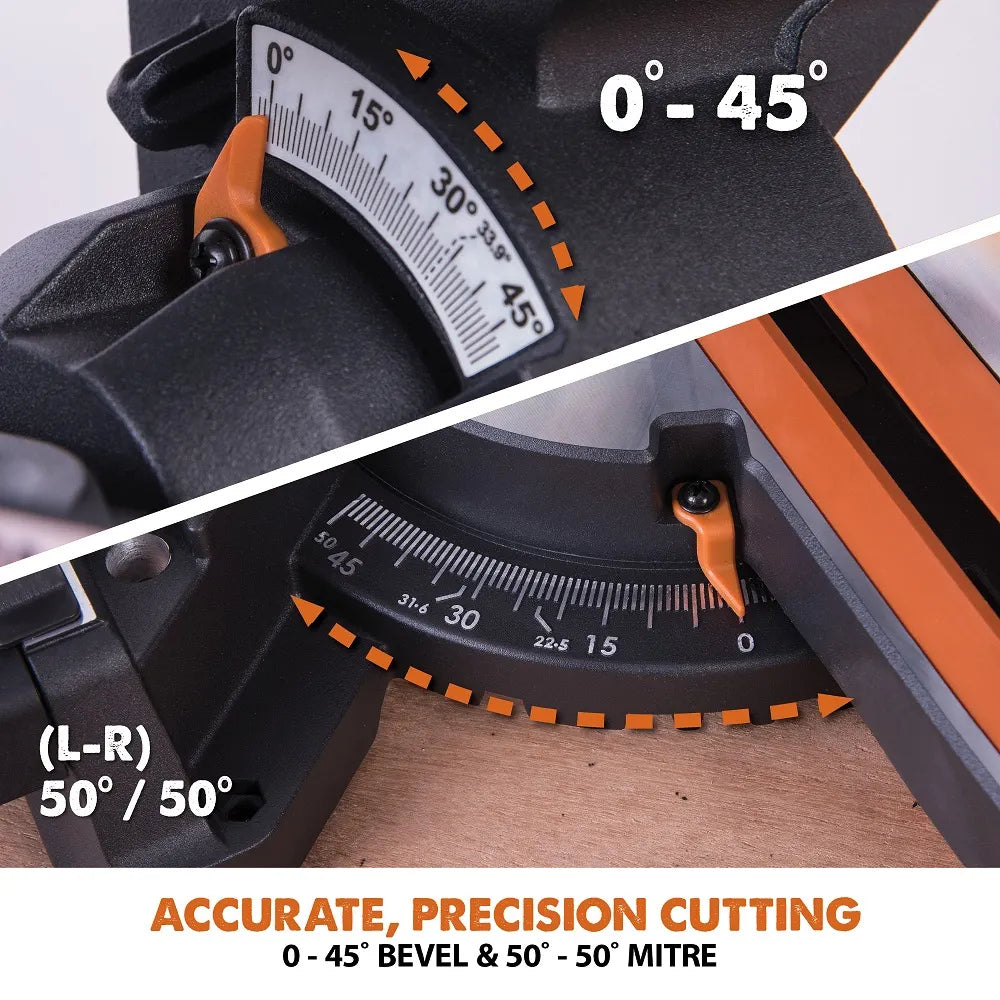 EVOLUTION 2000W 255mm Multi-Material Sliding Mitre Saw R255SMS