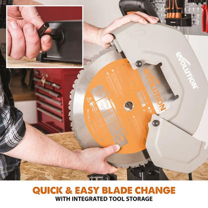 EVOLUTION 355mm 2200W Multi-Material Cutting Chop Saw w. Blade R355CPS