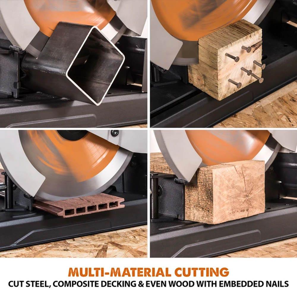 EVOLUTION 355mm 2200W Multi-Material Cutting Chop Saw w. Blade R355CPS