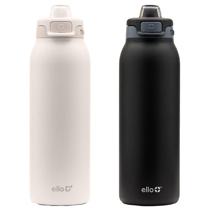 Ello Pop And Fill Water Bottle 2 Pack Black/White