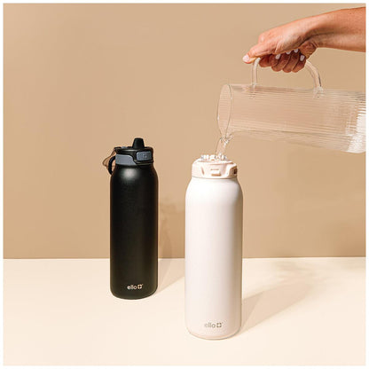 Ello Pop And Fill Water Bottle 2 Pack Black/White