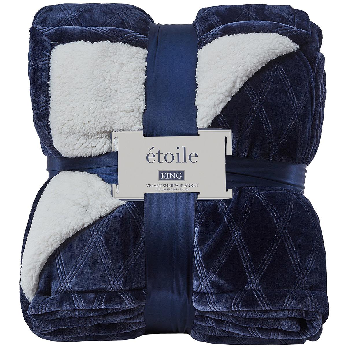 Etoile Velvet Sherpa King Blanket Green