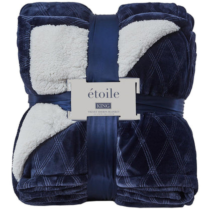 Etoile Velvet Sherpa King Blanket Green