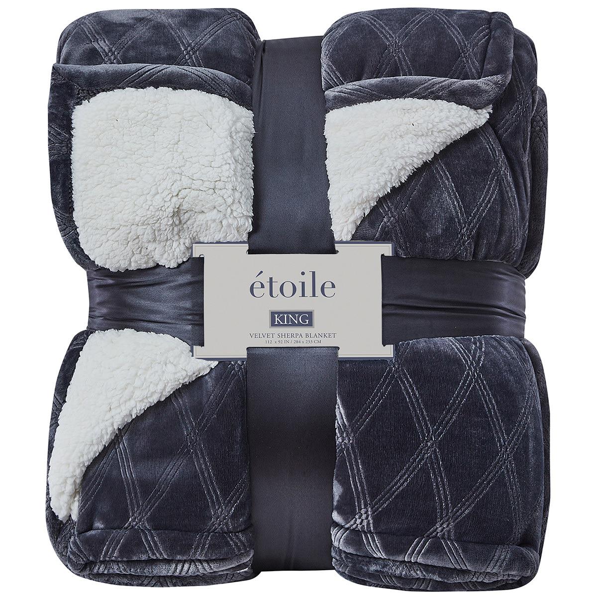 Etoile Velvet Sherpa King Blanket Green