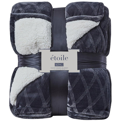 Etoile Velvet Sherpa King Blanket Green