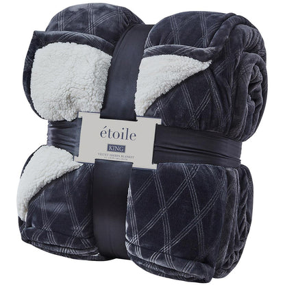 Etoile Velvet Sherpa King Blanket Grey