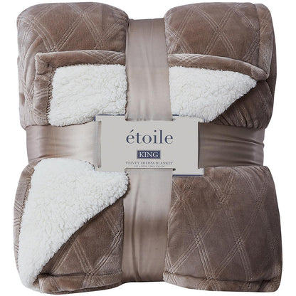 Etoile Velvet Sherpa King Blanket Grey