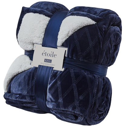Etoile Velvet Sherpa King Blanket Blue