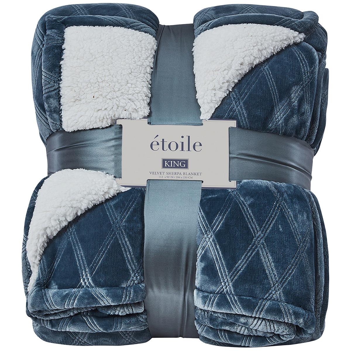 Etoile Velvet Sherpa King Blanket Blue