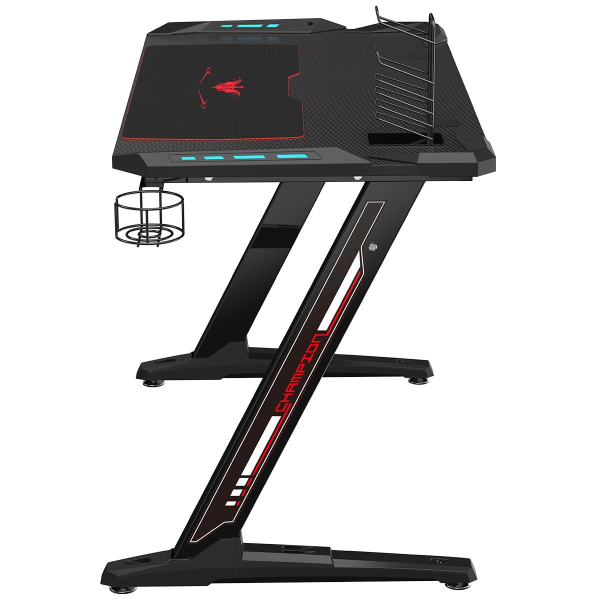 Eureka Ergonomic Gaming Desk with Blue LED Lights Z1-S
