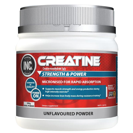 INC Creatine 500g - Micronized Creatine for Enhanced Muscle Strength
