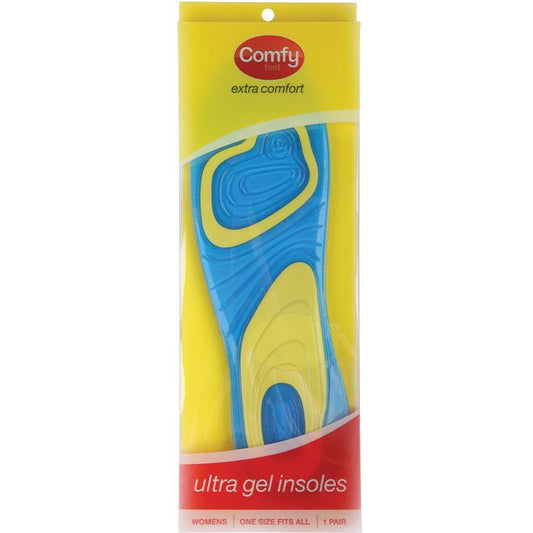 Comfy Feet Ultra Gel Insoles for Women, Size 36-41 – Cushioned Comfort & Shock Absorption