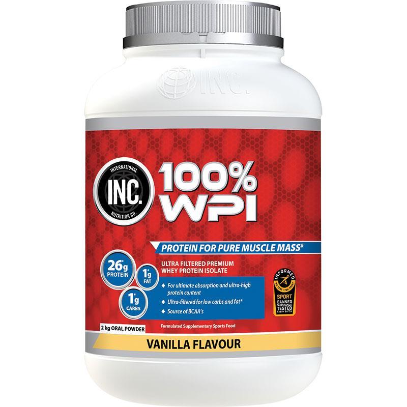 INC 100 WPI Vanilla Flavour 2kg - Premium Protein Isolate for Lean Muscle Growth