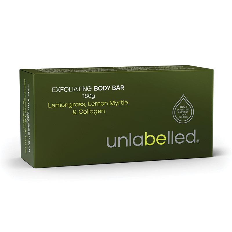 Unlabelled Exfoliating Lemongrass Lemon Mrytle & Collagen Body Bar 180g