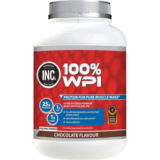 INC 100 WPI Chocolate Flavour 2kg - Pure Whey Protein Isolate for Muscle Support