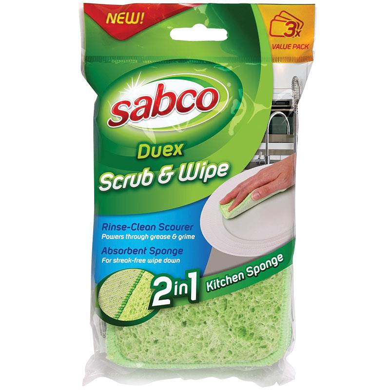 Sabco Duex Scrub & Wipe 3 Pack - Ultimate Cleaning Duo