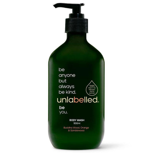 Unlabelled Natural Body Wash 500ml – Buddha Wood, Orange & Sandalwood