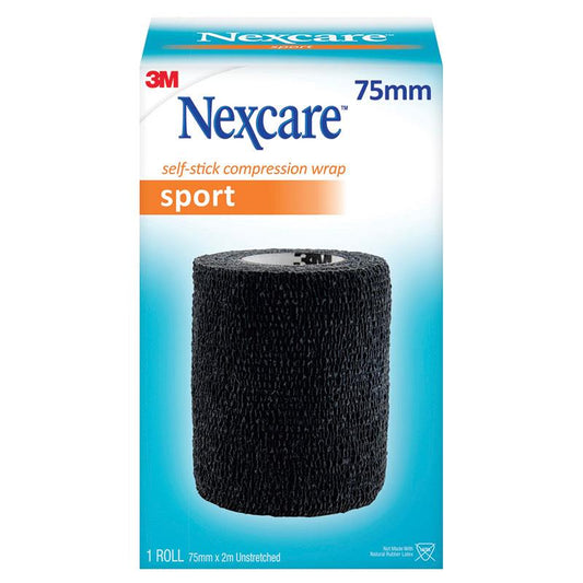 Nexcare Self-Stick Compression Wrap 75mm Black - Versatile Support