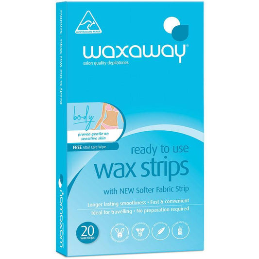 Waxaway Ready-to-Use Sensitive Body Wax Strips – 20 Count