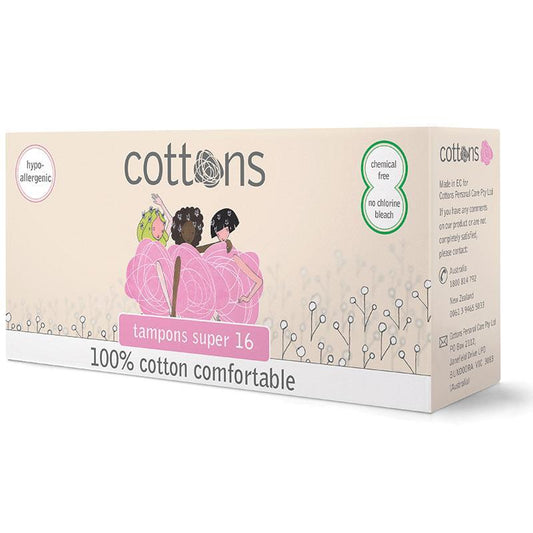 Cottons Super 16 Tampons – 100% Cotton, Comfortable Protection