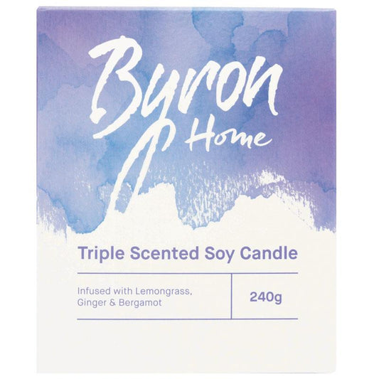 Byron Home Triple Scented Soy Candle - Lemongrass, Ginger & Bergamot