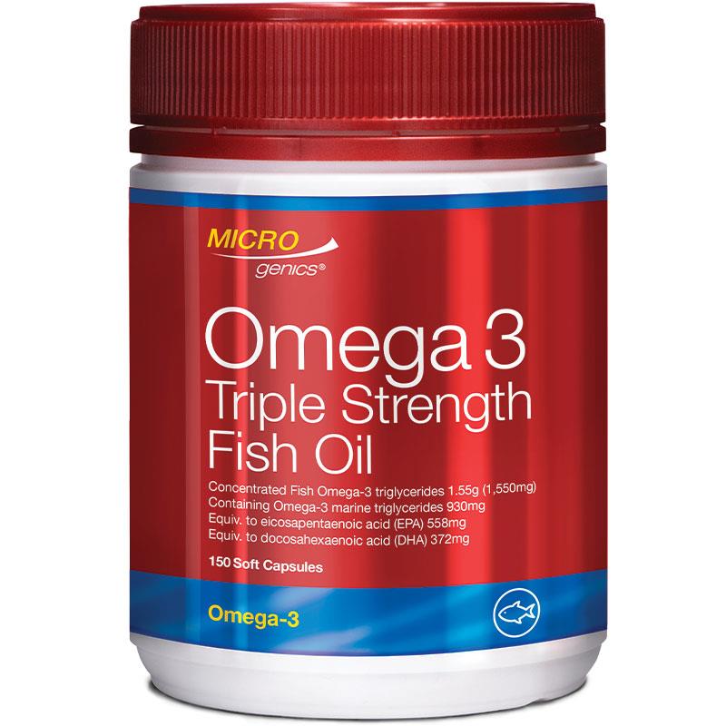 Microgenics Omega 3 Triple Strength Fish Oil - 150 Capsules for Heart and Brain Health