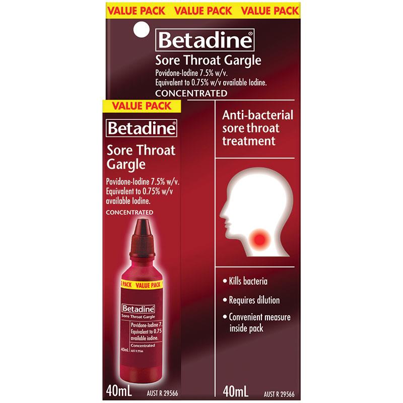 Betadine Sore Throat Gargle - 40ml for Effective Relief