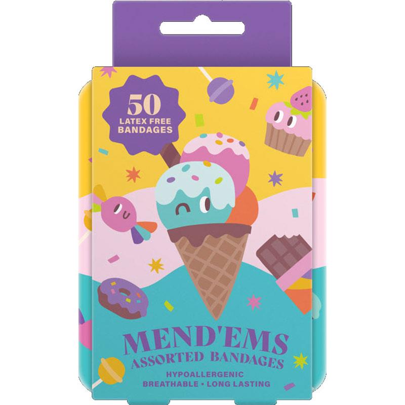 MendEms Kids' Bandages Tin - Ice Cream Theme (50 Pack)