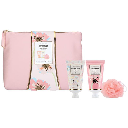 Bath Haus Pink Orchid Travel Beauty Kit – Body Wash, Lotion & Balm