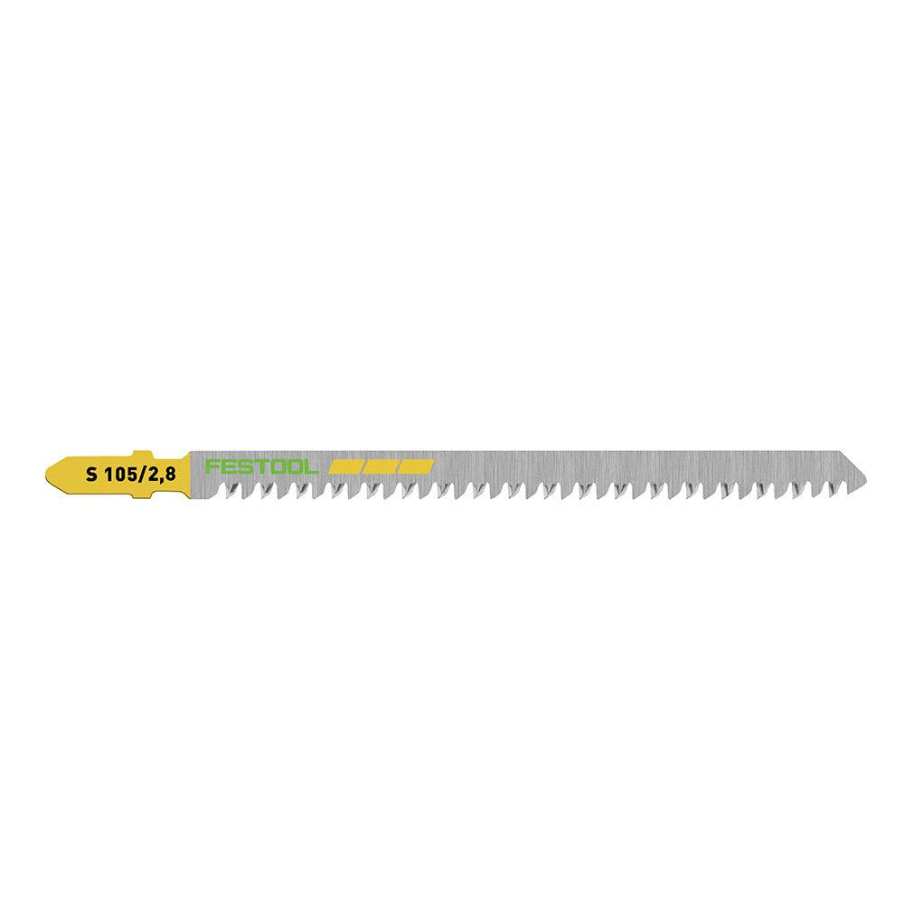 FESTOOL 105mm x 2.8mm T-Shank Jigsaw Blade for Wood Cutting - STRAIGHT - 5 Piece 204262