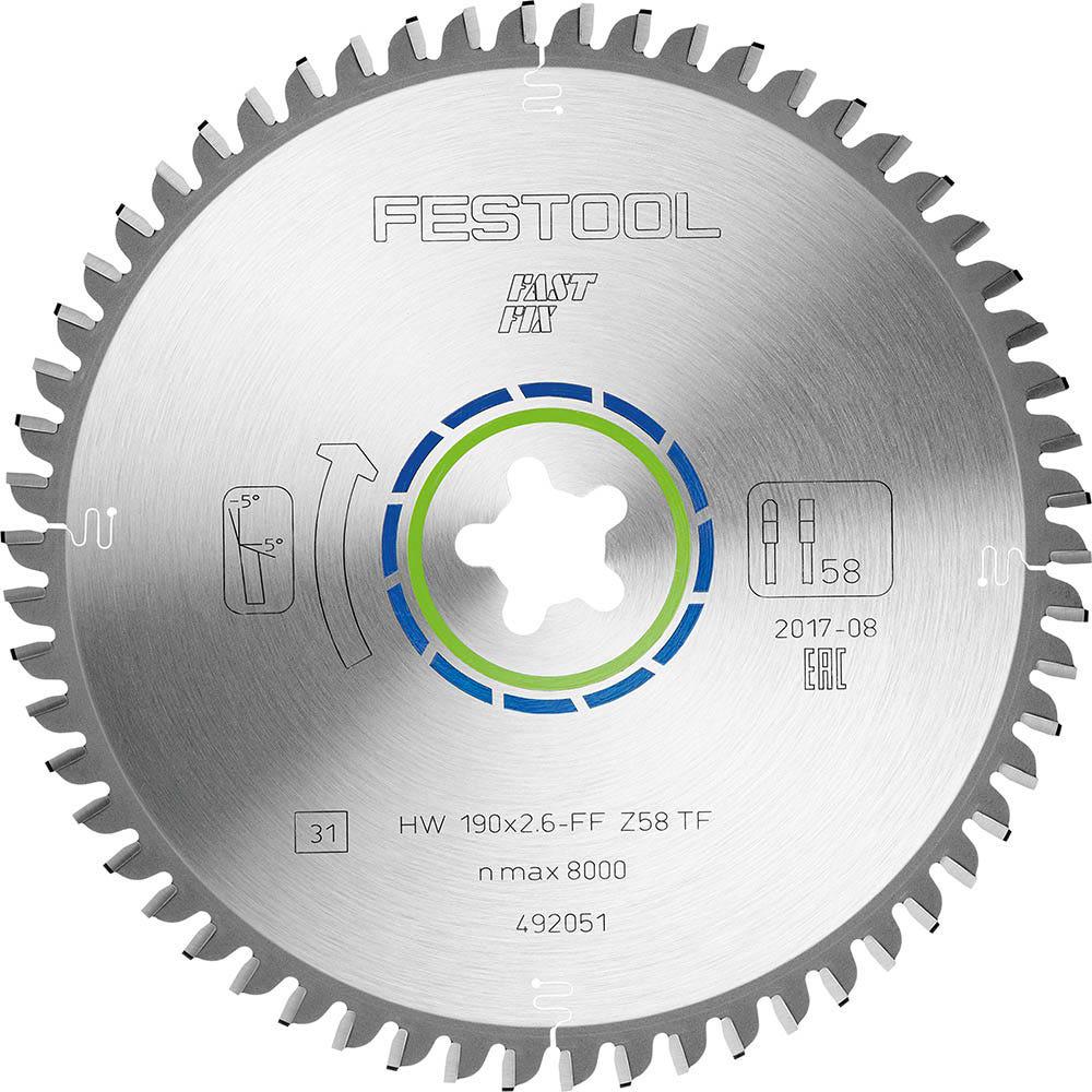 FESTOOL 190mm 58T TCT Circular Saw Blade for Non-Ferrous Metal Cutting - FAST FIX