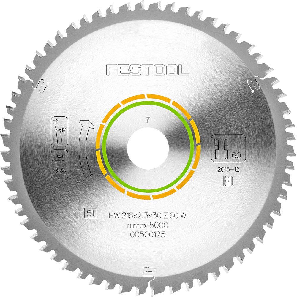 FESTOOL 216mm 60T TCT Circular Saw Blade for Veneered Panel Cutting