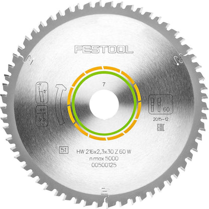 FESTOOL 216mm 60T TCT Circular Saw Blade for Veneered Panel Cutting