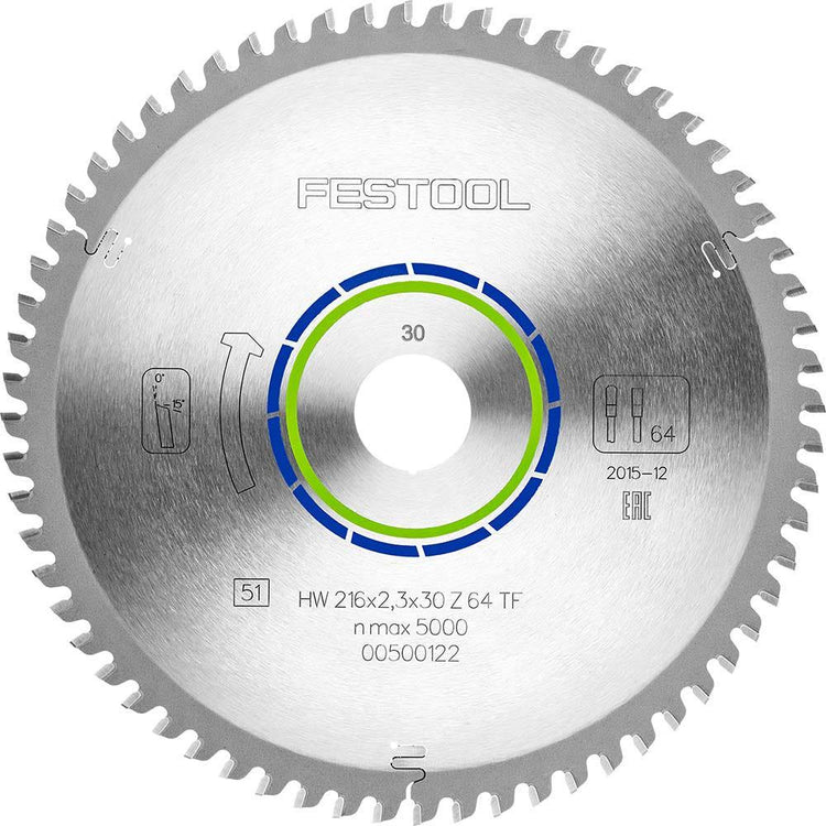 FESTOOL 216mm 64T TCT Circular Blade for Non-Ferrous Metal Cutting