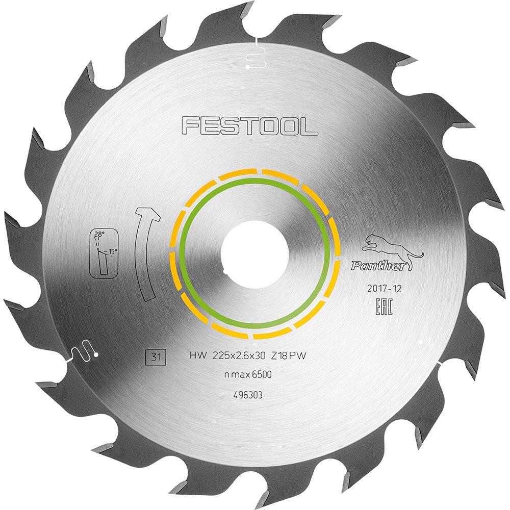 FESTOOL 225mm 18T TCT Circular Blade for Wood Cutting - PANTHER