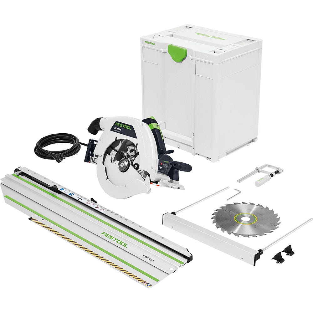 FESTOOL 2300W 230mm Circular Saw in Systainer w 420mm Cross Cut Rail 576143