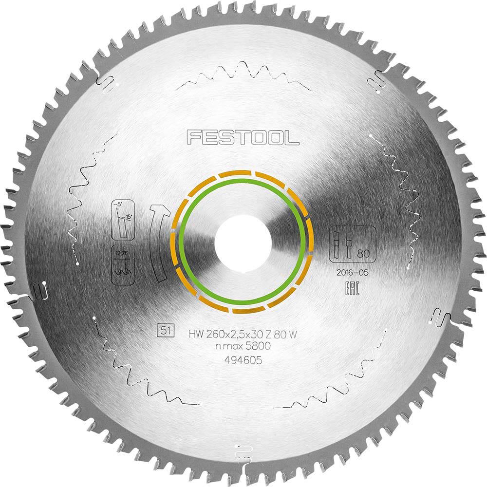 FESTOOL 260mm 80T TCT Circular Saw Blade for Veneered Panel Cutting
