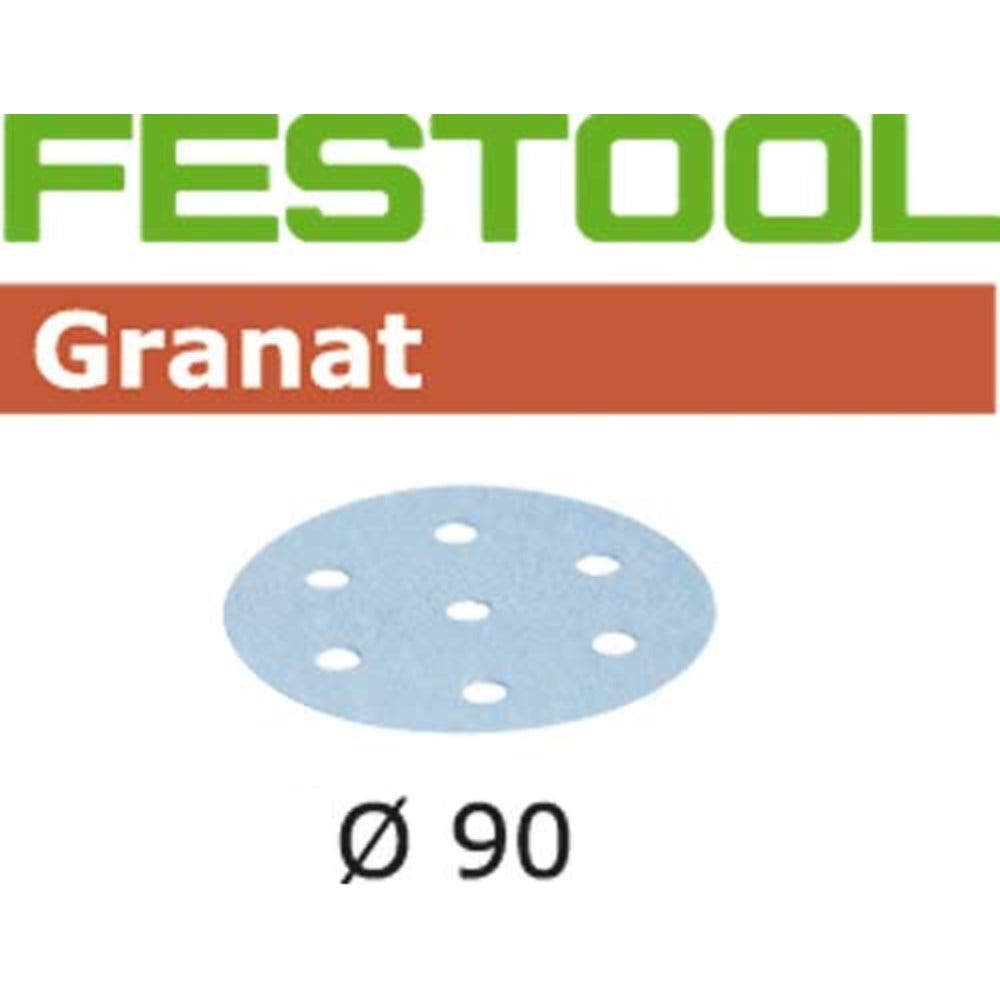 FESTOOL 90mm 100-Grit 6-Hole Sanding Disc Stickfix GRANAT - 100 Piece