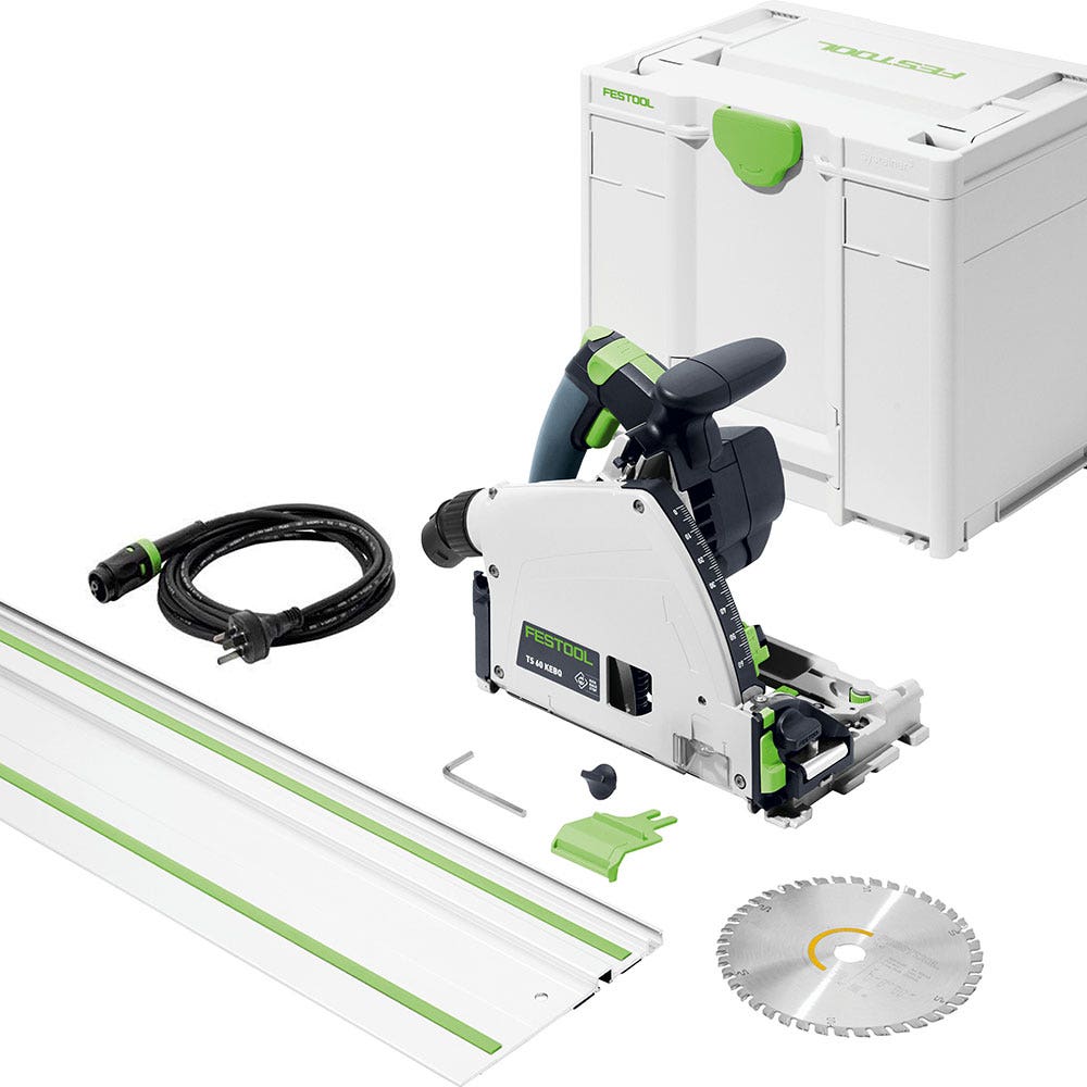 FESTOOL TS 60K 168mm Plunge Cut Saw in Systainer w 1400mm Rail 577419