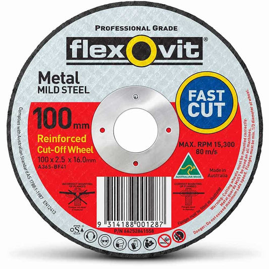 FLEXOVIT 100 x 2.5mm Metal Cut Off Disc 66252841558