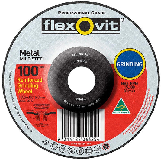 FLEXOVIT 100 x 6.0 x 16mm Metal Grinding Disc 66252841705