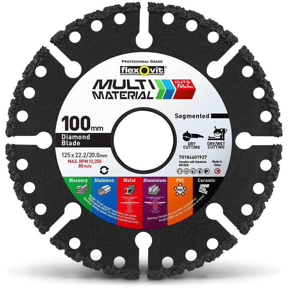 FLEXOVIT 100mm Segmented Diamond Blade for Multi-Purpose Cutting - MULTI-MATERIAL