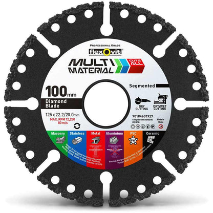FLEXOVIT 100mm Segmented Diamond Blade for Multi-Purpose Cutting - MULTI-MATERIAL