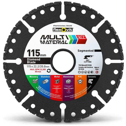 FLEXOVIT 115mm Segmented Diamond Blade for Multi-Purpose Cutting - MULTI-MATERIAL