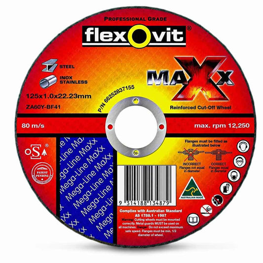 FLEXOVIT 125 x 1.0mm Steel and Stainless Cut Off Disc - MAXX
