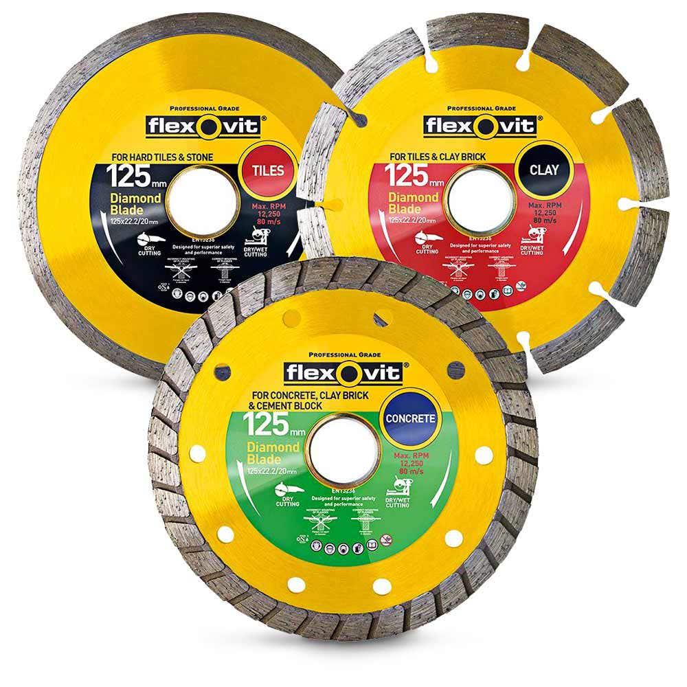 FLEXOVIT 125mm Diamond Blade Set - 3 Piece