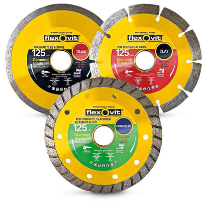 FLEXOVIT 125mm Diamond Blade Set - 3 Piece