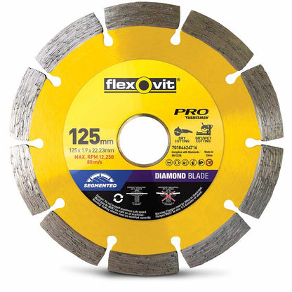 FLEXOVIT 125mm Segmented Diamond Blade for Tiles and Clay Bricks
